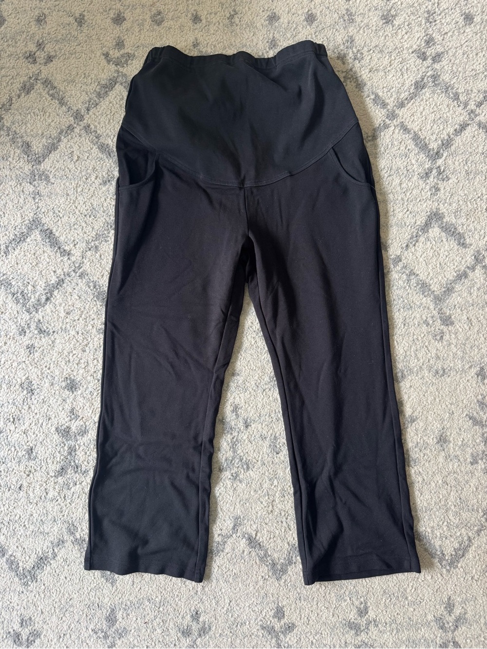 Black Maternity Over the Belly Cropped Pants